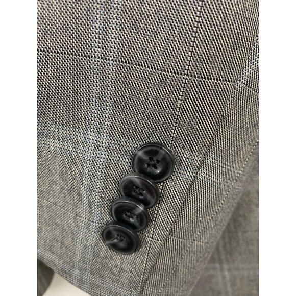 New Michael Kors Mens Grey Plaid Two-Button Blazer 44R Polyester Blend RH10466 - Picture 5 of 8